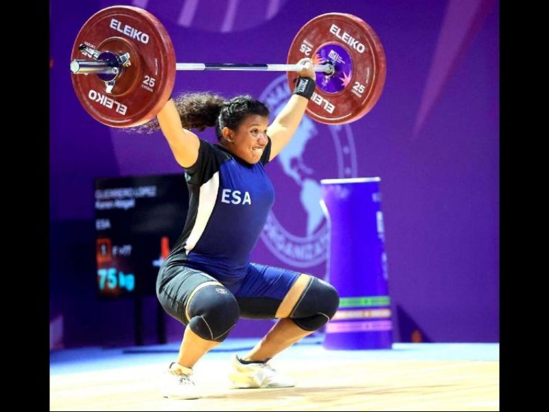 La pesista Keren Guerrero, la última atleta salvadoreña en competir por ESA, en Asunción 2025. Foto: Cortesía Indes