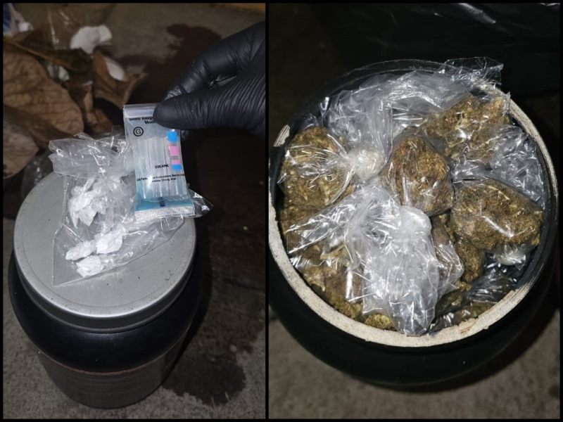 Cocaína y marihuana en porciones decomisada en una casa de la colonia El Tesoro II, en San Miguel. Fotos: FGR