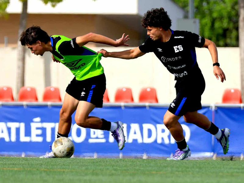 Parte de una de las prácticas de la Sub 17, previo a jugar contra el Atlético de Madrid. Foto: Cortesía Indes