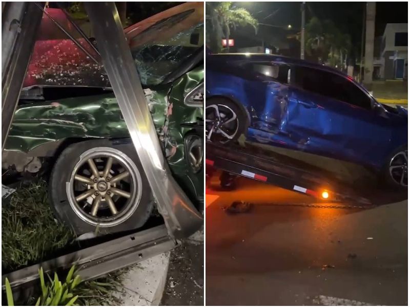 Dos carros involucrados en el accidente de tránsito. Foto / Cortesía