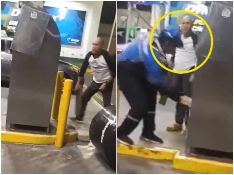 Momento de la agresión al trabajador. Foto / Cortesía