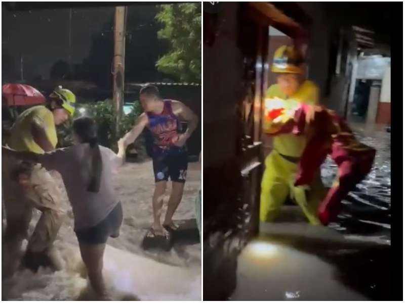 Momento en que familias fueron evacuadas. Foto / Cortesía