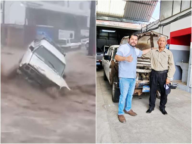 Una correntada se llevó el pick up. Foto / Cortesía