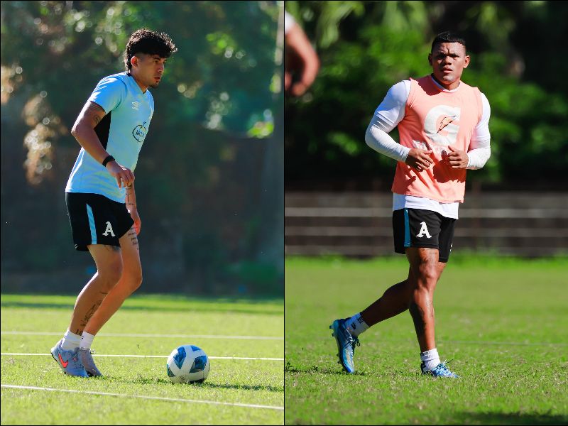 El portero Mario González (i.) y el volante Michell Mercado, en su retorno a Alianza. Foto: Cortesía Alianza FC