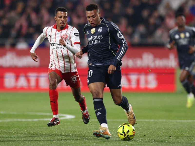 El delantero Kylian Mbappé. del Real Madrid, en el duelo ante el Girona. Foto: EDH AFP