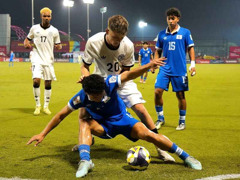 Partido de la Sub 17 vs. Alemania, en el Mundial de Qatar 2025. Foto: Cortesía Fesfut/LaSelecta