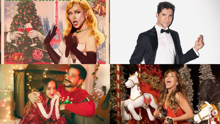 Playlist navideños 2025: nuevos hits para celebrar. Foto: EFE / Universal Music Spain / @thalia / @xtina / @fonsecamusic