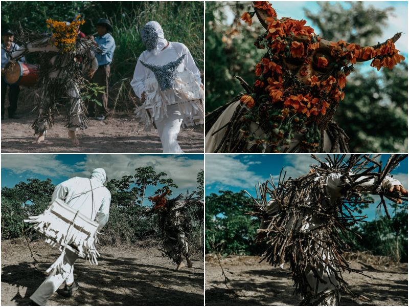 El artista salvadoreño Juan Carlos Recinos creó la acción performática "Cuando el monte baila".