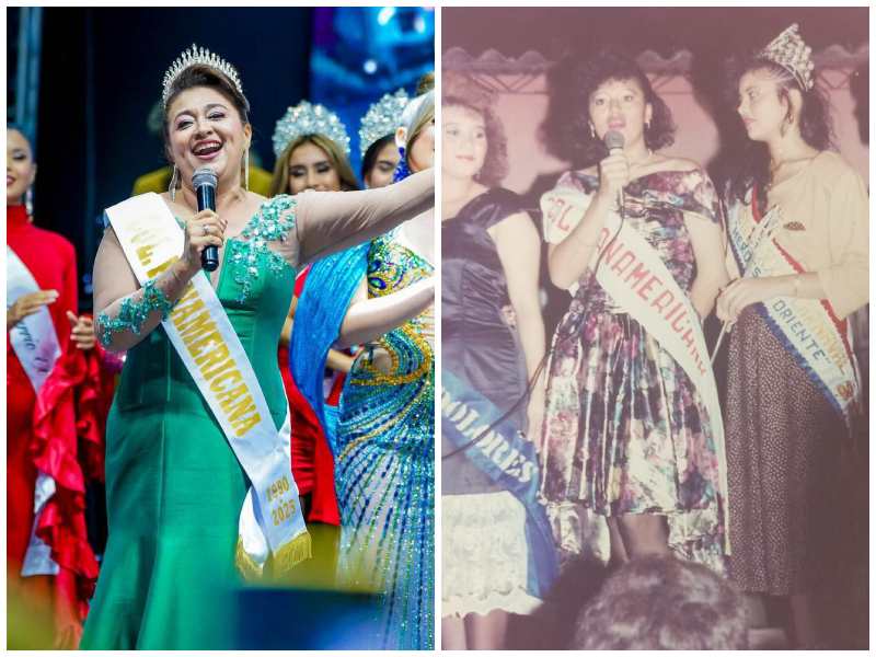 Foto del antes y el después de la reina de la colonia Panamericana en San Miguel. Foto / Cortesía Carnaval de San Miguel.