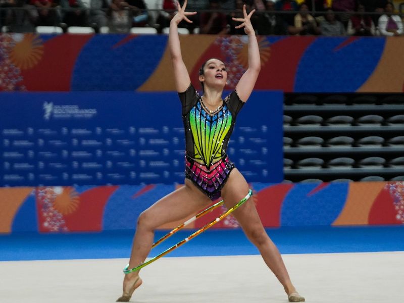 La gimnasta Sol Solórzano, en los Bolivarianos. Foto: Cortesía Coes