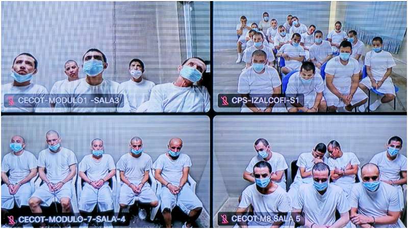 Parte de los pandilleros que fueron sentenciados por múltiples crímenes como asesinatos y desapariciones. Foto / Cortesía FGR.