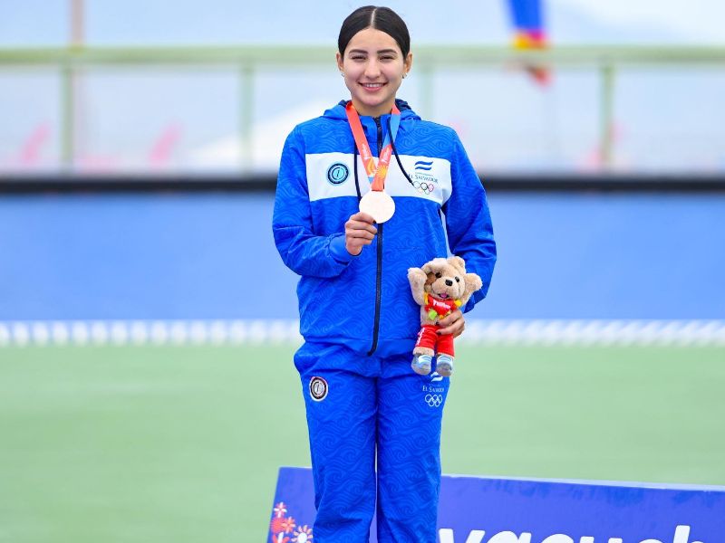 La patinadora de velocidad, Ivonne Nóchez, orgullosa de su bronce en los Bolivarianos. Foto: Cortesía Coes
