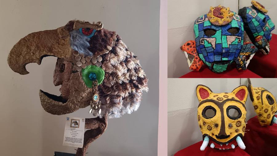 “Máscaras Latinas”: esculturas con identidad en Papel maché. Foto: cortesía