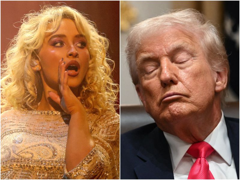 Sabrina Carpenter molesta con Donald Trump. Foto AFP