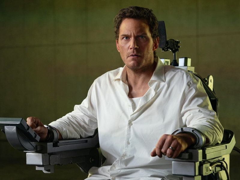Actor Chris Pratt en el filme "Mercy" 2026