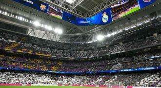 Panorámica del estadio Santiago Bernabéu, previo a un clásico de España. Foto: EDH AFP
