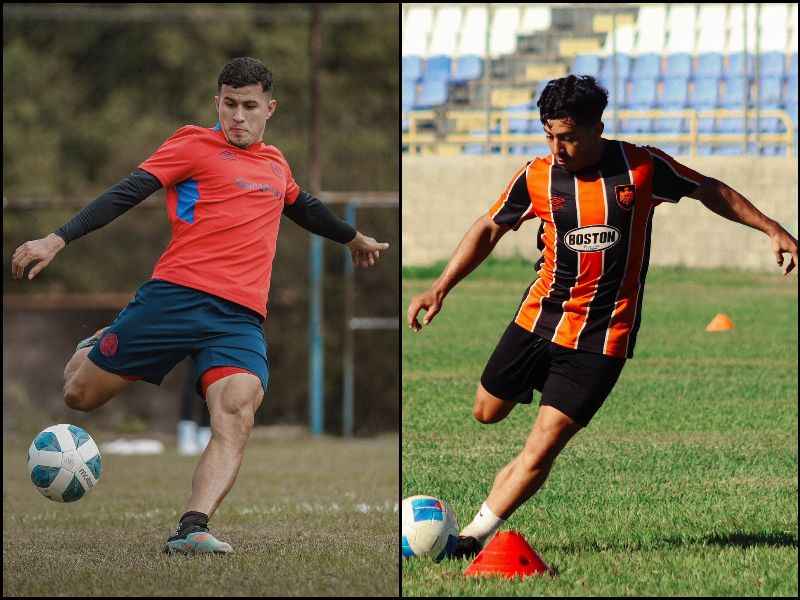 Los jugadores Rudy Clavel (i.), de FAS, y Tereso Benítez, de Águila, figuras para el clásico nacional. Foto: Cortesía CD FAS y CD Águila