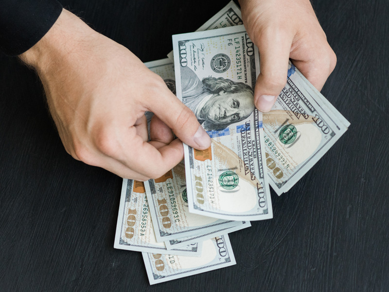 Mano con dólares