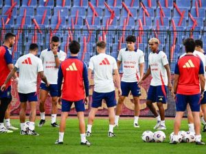La Selección de España, en un entreno pasado. Foto: EDH AFP