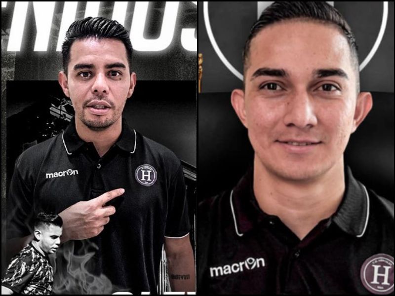 Los jugadores Alex Larín y Ezequiel Rivas, cuando fueron presentados. Foto: Cortesía CD Hércules - Archivo