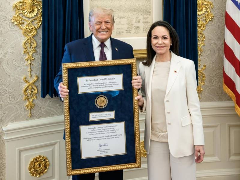 María Corina Machado-Entrego- Premio Nobel de la Paz- Donald Trump- Presidente de Estados Unido