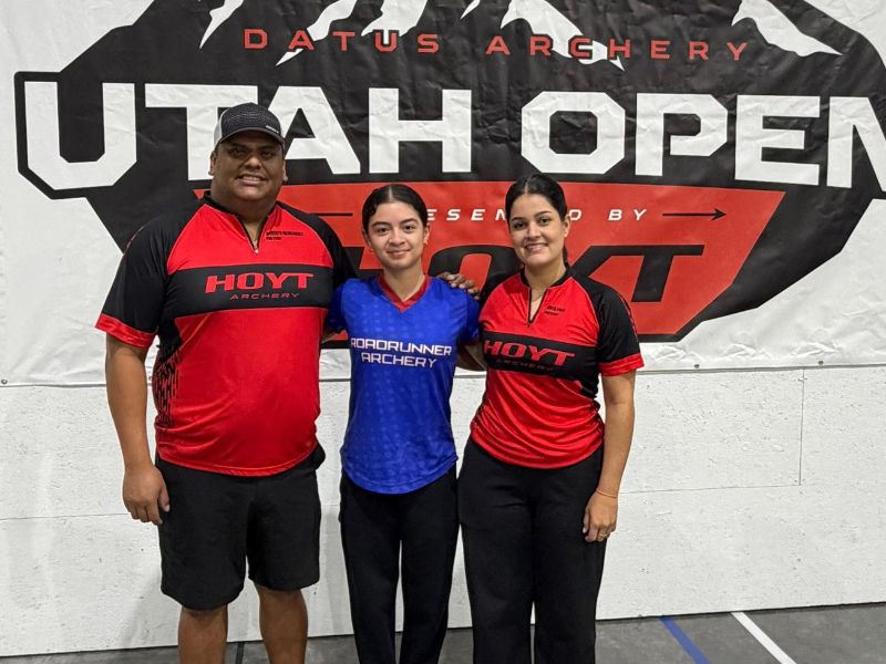 Los arqueros R. Hernández (i.). I. Aguilar y S. Paiz, en el Open de EE.UU. Foto: Cortesía Festa