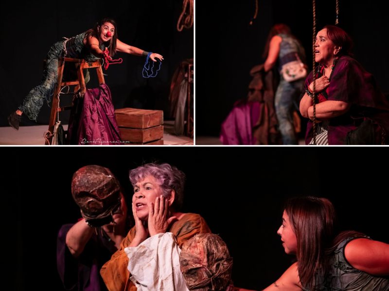 Rosario Ríos (izq. arriba), Mercy Flores y Dinora Cañénguez (abajo) son las protagonistas de "Inventario de pérdidas" de Santiago Nogales