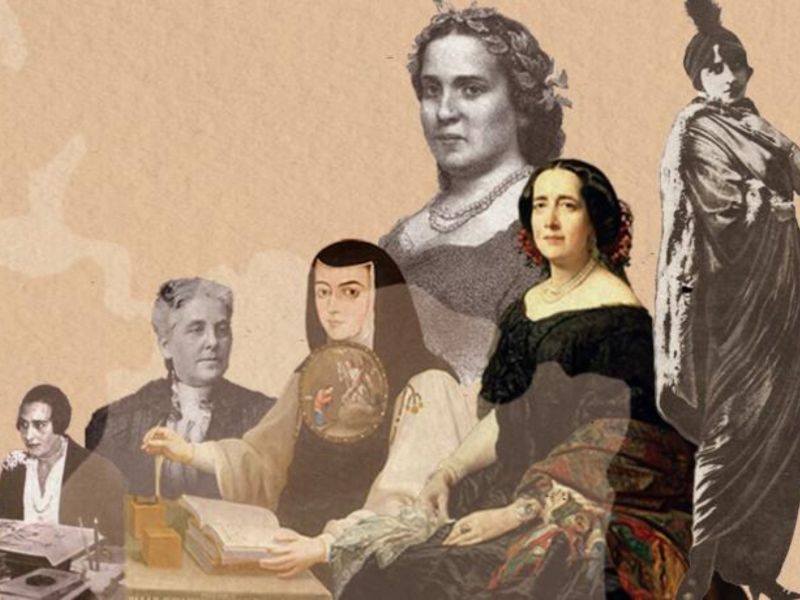 Arte ilustrativo de las mujeres hispanas influyentes en la historia universal