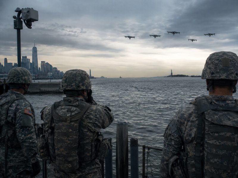 militares eeuu estados unidos posible amenaza drones mundial copa fifa 2026 arte ia recreacion