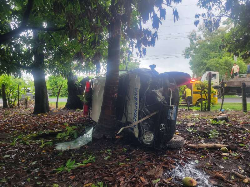 La ambulancia colisionó con un árbol. Foto EDH/Cortesía