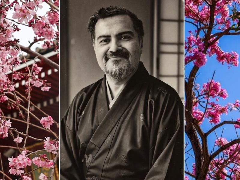 Retrato al estilo japonés del investigador salvadoreño Carlos Cañas Dinarte