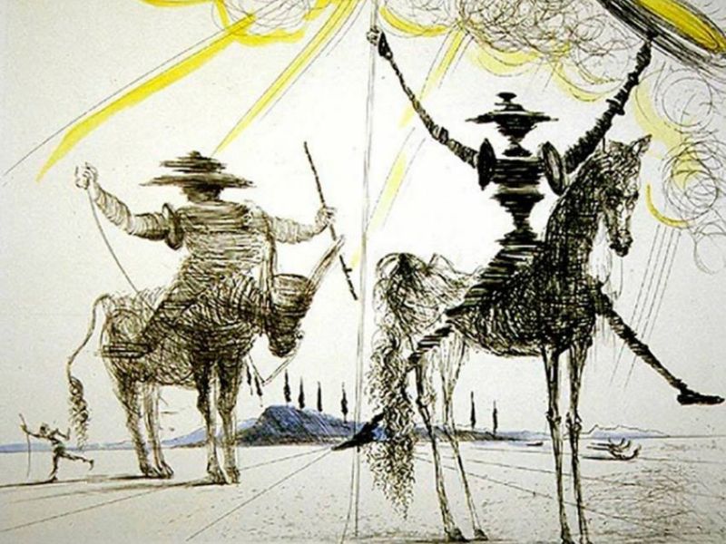 Ilustración de Don Quijote y Sancho Panza de Dalí