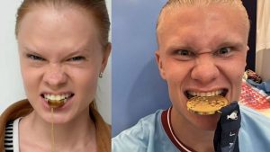 anastasia kostromitina erling haaland melliza gemela par igual parecida similar modelo futbol noruega rusia copa del mundo fifa 2026 robbie ruud 04
