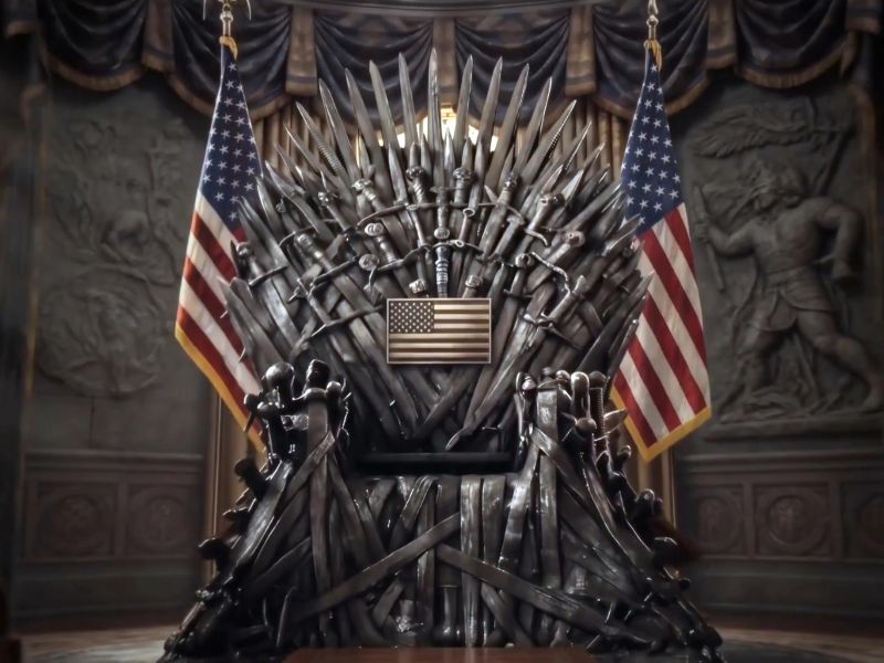 Despacho de Trump con el trono de hierro en video compartido por la Casa Blanca en X