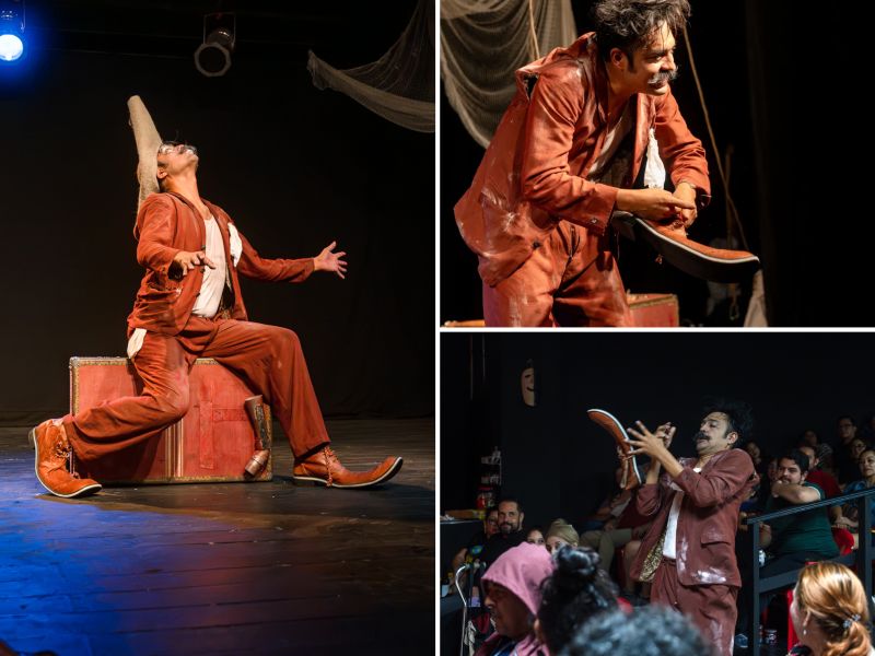 Actor mexicano Ricardo Cornelius, actuando en la obra "Peregrino"
