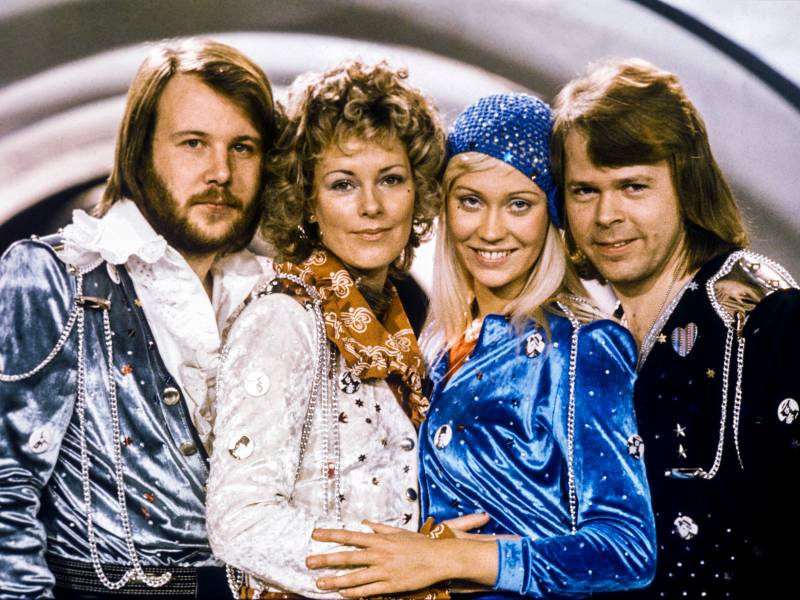 Grupo ABBA en Estocolmo, tras ganar su pase a la Eurovisión de 1974