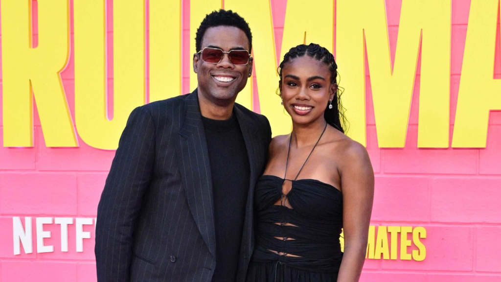 Chris Rock y su hija Zahra Rock. Foto: AFP