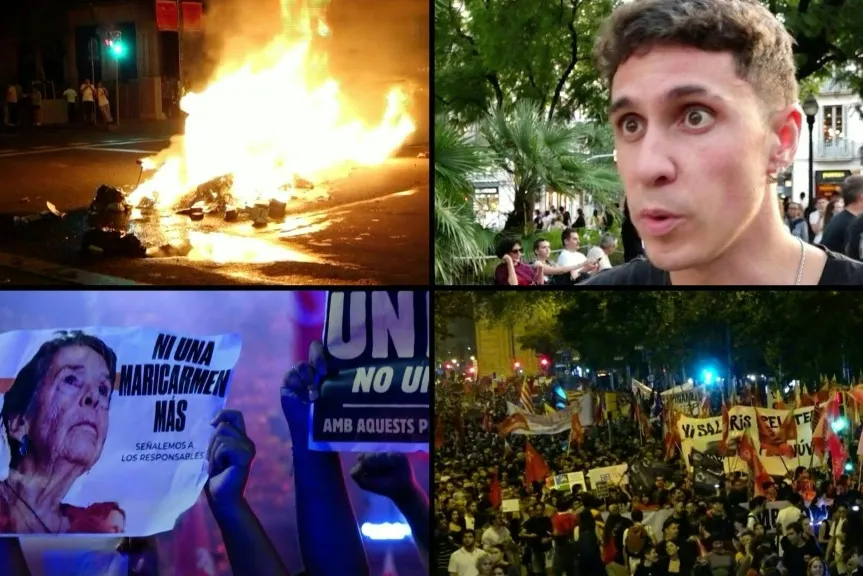 Una multitudinaria marcha por el derecho a la vivienda en la ciudad española de Barcelona terminó en disturbios